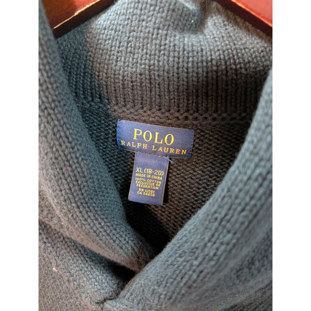 Polo Ralph Lauren Boys Black Shawl Collar Button Sweater Size XL 18-20 - Picture 3 of 6